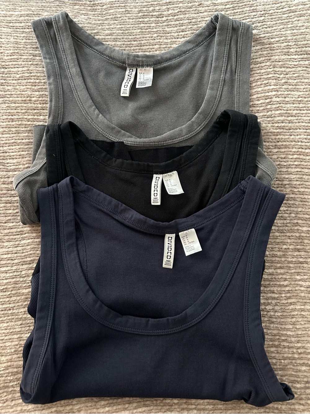 3pk H&M Basics crop tank top, size M